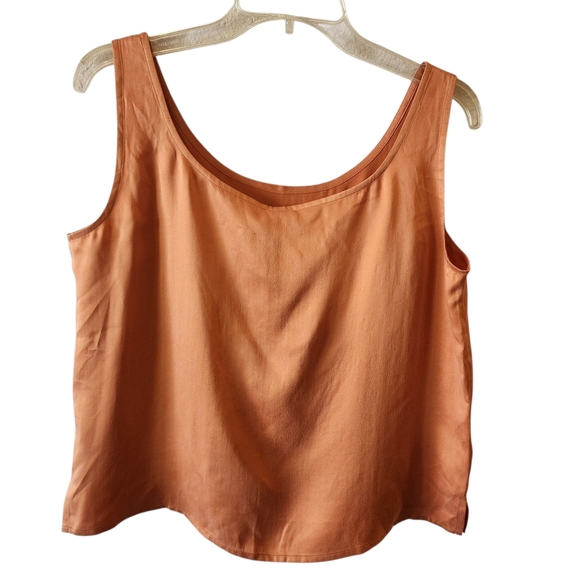 Eileen Fisher Silk Charmeuse Pumpkin Skinny Strap Tank SZ Medium NWT - Picture 2 of 5